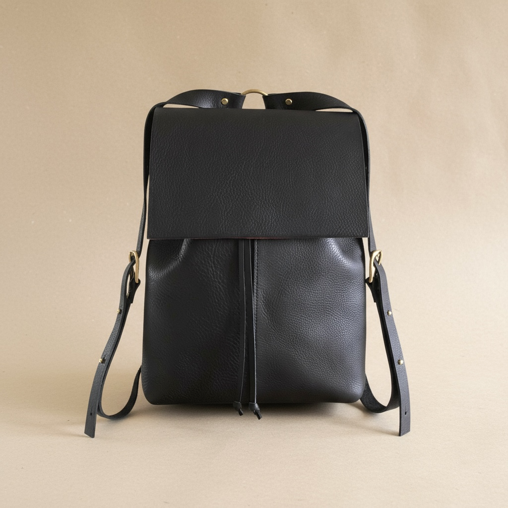 black leather backpack uk Minimalist Black Leather Backpack