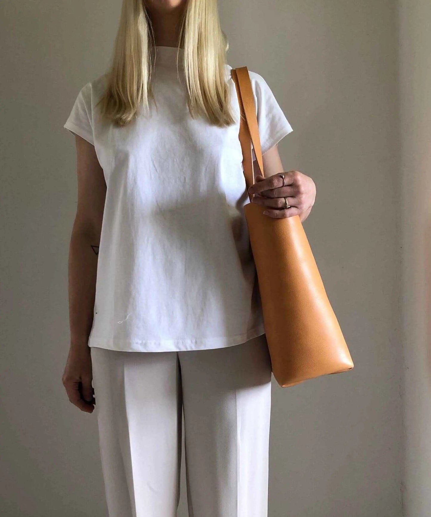 Natural Basket Maxi Leather Tote Bag by CARV, elegantly handcrafted in England, featuring premium vegetable-tanned leather and minimalist design.