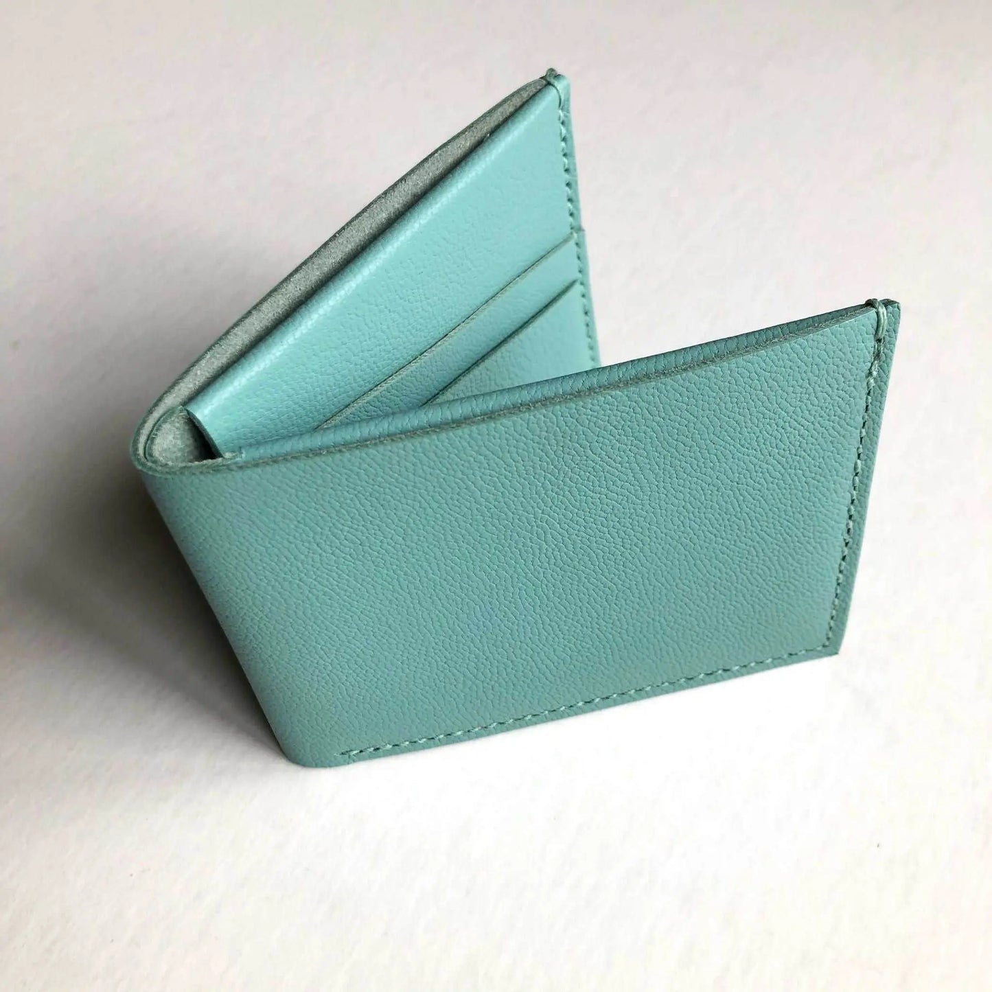 Handmade Turquoise Leather Wallet with Card Slots, Eco-friendly, UK Craftsmanship