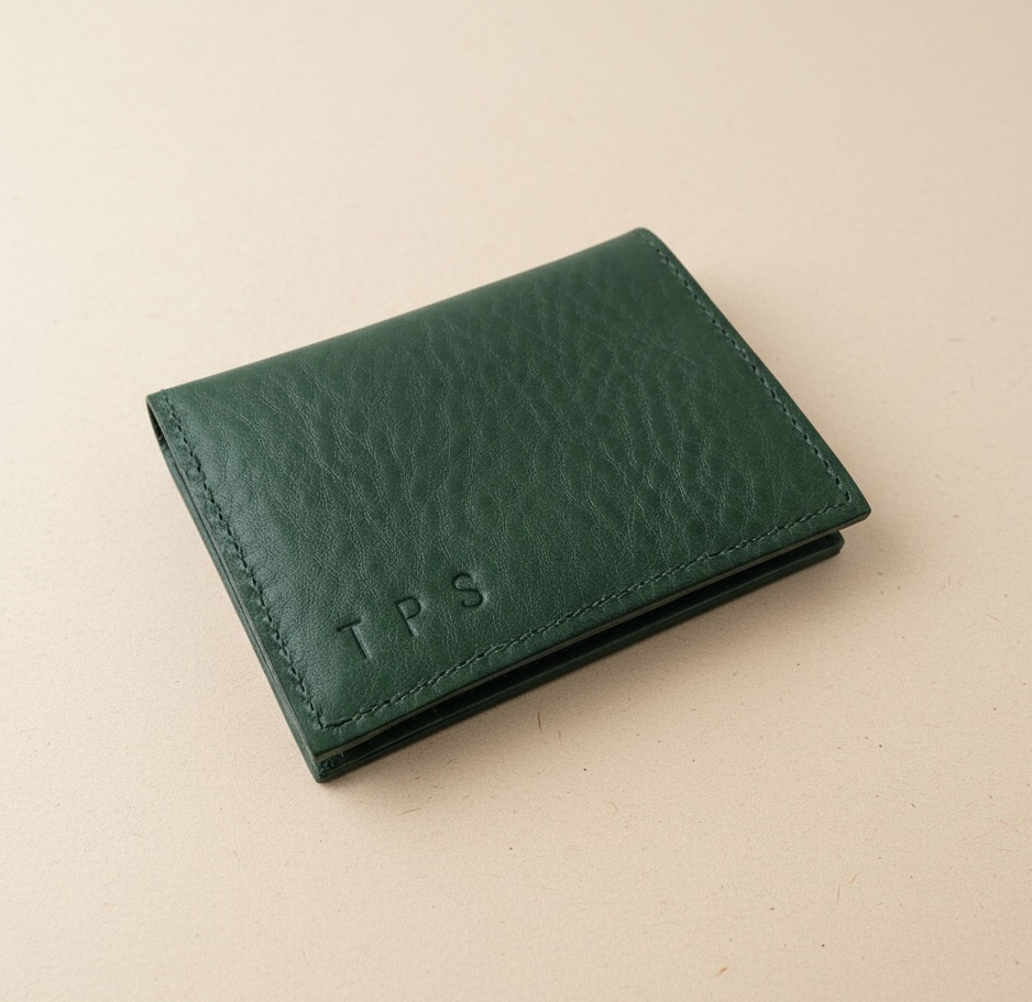 Personalised Green Leather Card Wallet CARV
