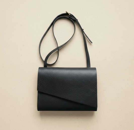 Pioneer Midi Black Leather Crossbody Bag CARV