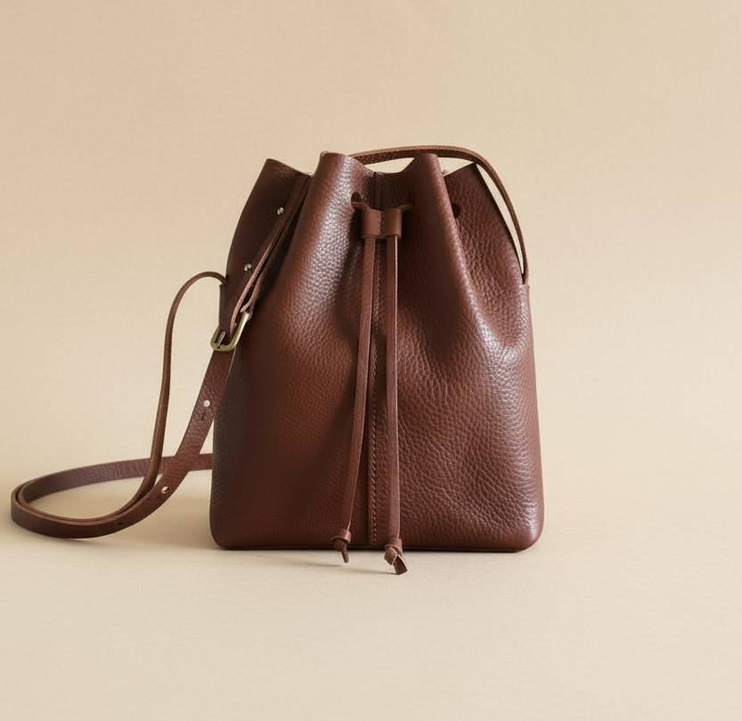 Nomad Midi Black Leather Bucket Bag CARV