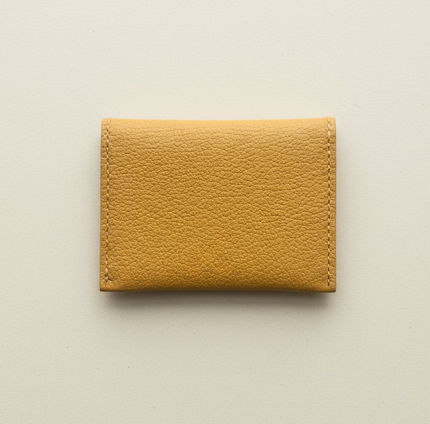 Fold Leather Bifold Card Wallet in Mustard Yellow, Taupe Grey or Turquoise CARV