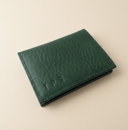 Personalised Green Leather Card Wallet CARV