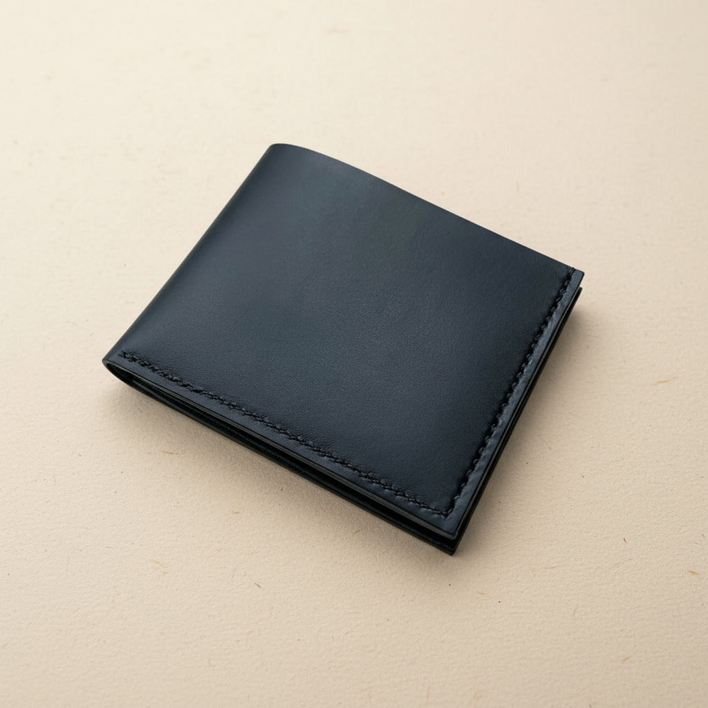 Handmade Black Leather Bifold Wallet CARV