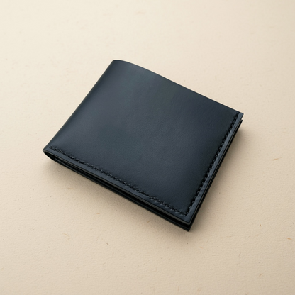 Handmade Black Leather Bifold Wallet CARV