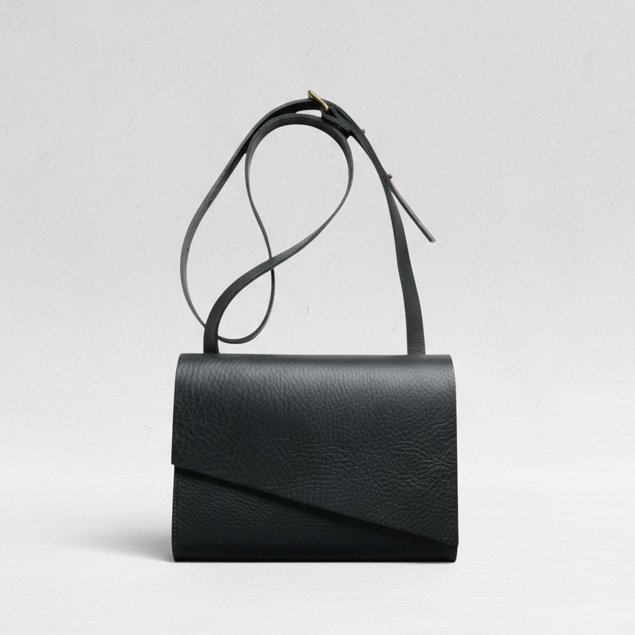 Pioneer Midi Black Leather Crossbody Bag CARV