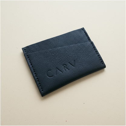 Fold Black Leather Card Holder CARV