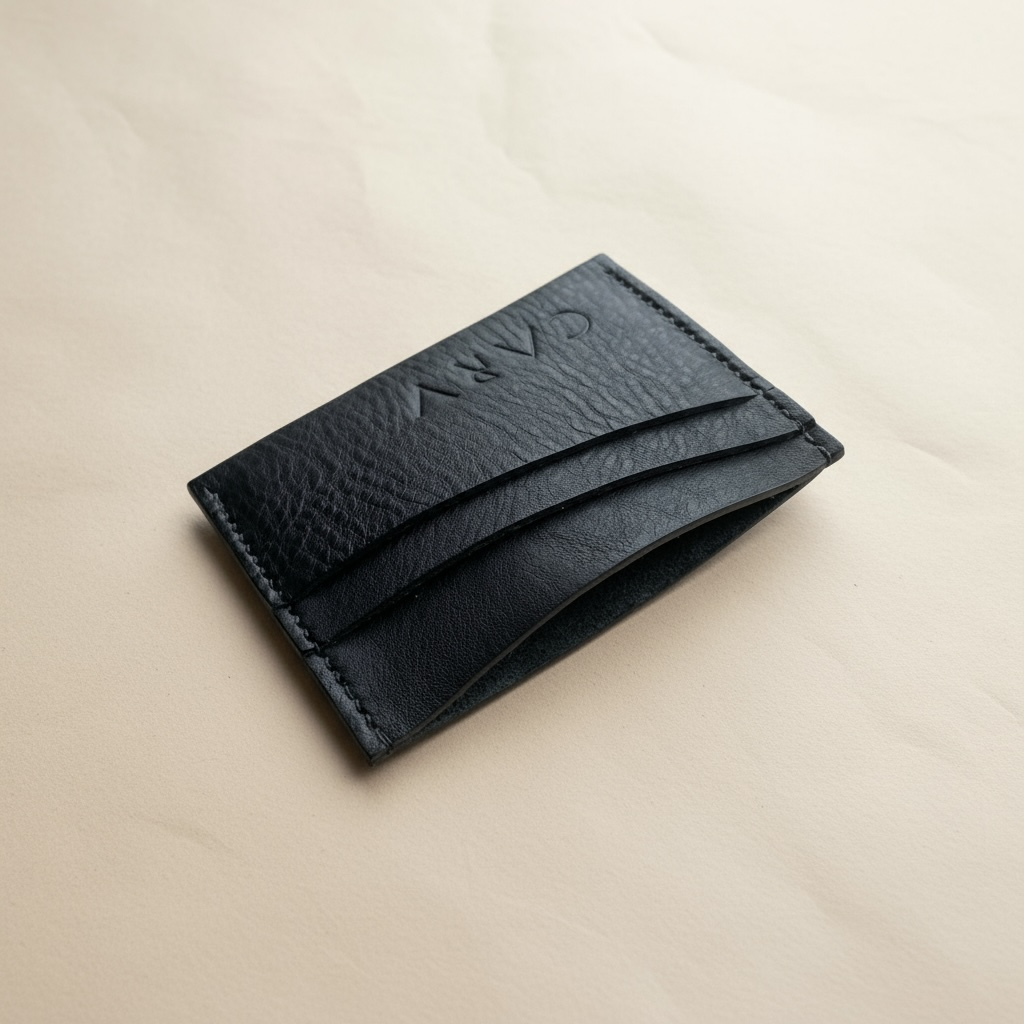 Fold Black Leather Card Holder CARV