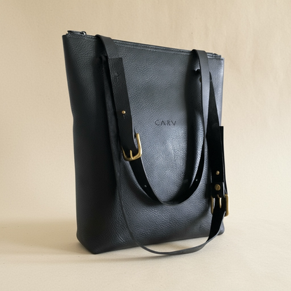 Nomad Black Leather Shopper Bag CARV