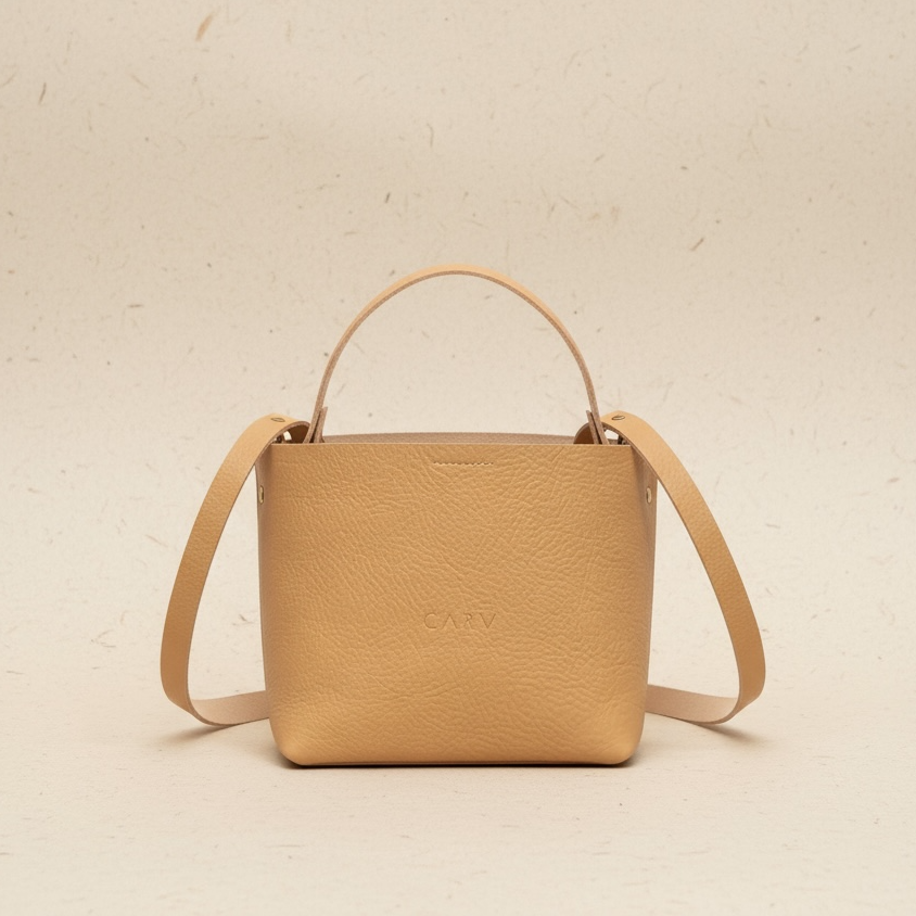 Basket Mini Leather Tote Bag in Black, Tan or Natural CARV