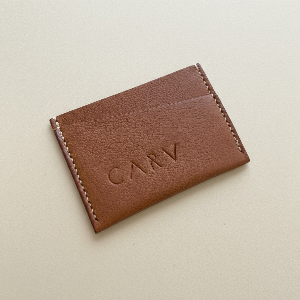Fold Tan Leather Card Holder CARV