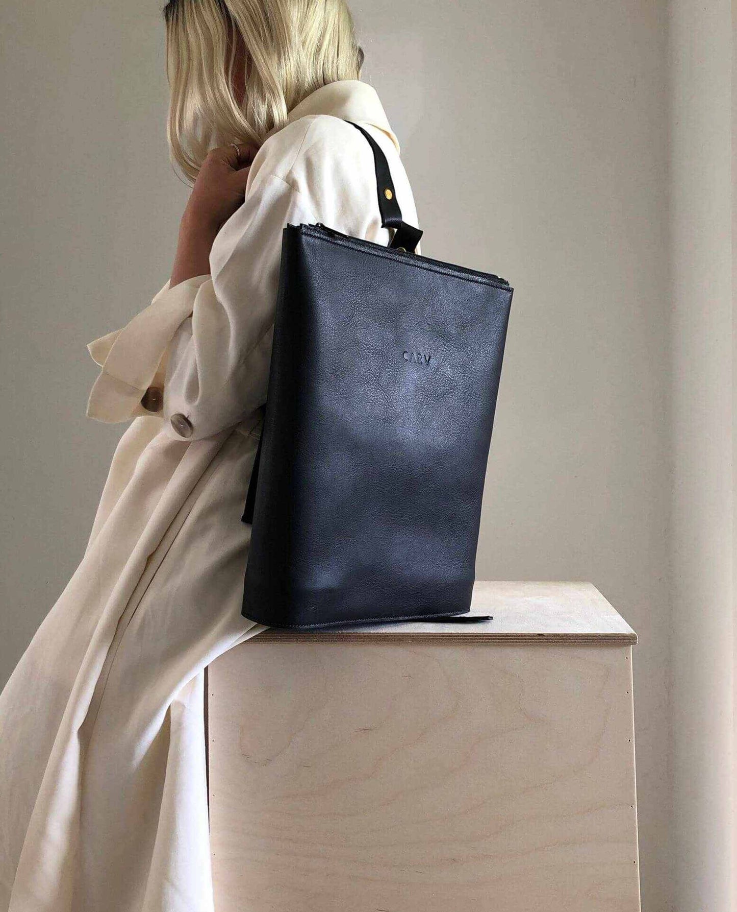 designer leather backpack uk Black Leather Backpack by CARV